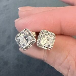 Pandora Sparkling Silver Square Earrings
